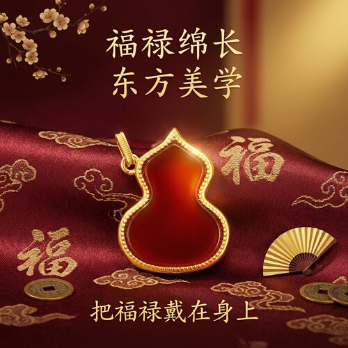 18K金葫芦项链吊坠女款diy配件