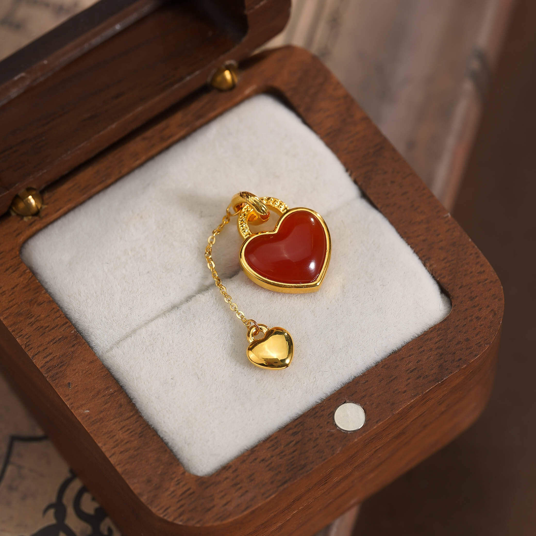 【店铺专属】18k金心心相印吊坠女款时尚百搭DIY项链配件QL06511