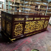 寺庙佛台佛堂供桌四方桌贡品桌大神台供品桌大供桌红木色实木定做
