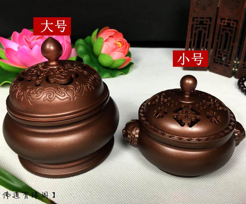 铜香炉 铜香炉大号 香薰炉家用客厅摆件檀香炉 纯铜盘香炉居室