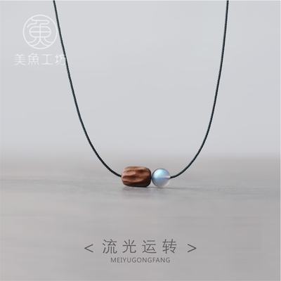 「流光运转」老山檀香木月光随形助运势女吊坠项链锁骨链项坠静神