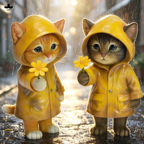 预售JXK380雨中小猫手办礼物