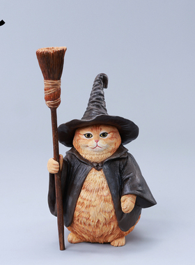 现货 JXK巫师猫仿真猫咪人偶模型魔法师猫猫巫师潮流玩具手办礼物