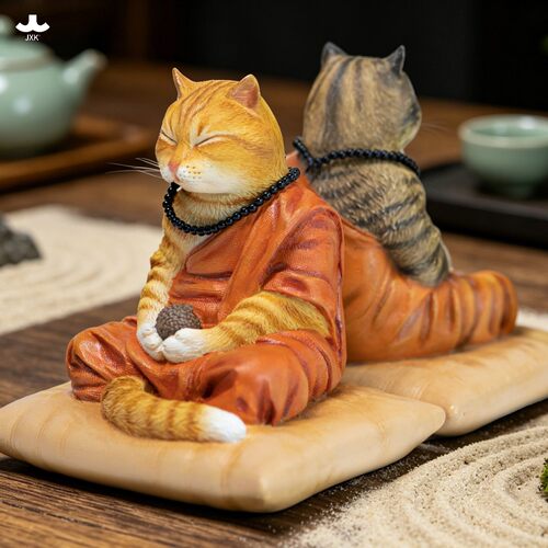 【限时15天75折预售】JXK悟了喵模型 猫咪寺庙萌宠动物手办桌摆件