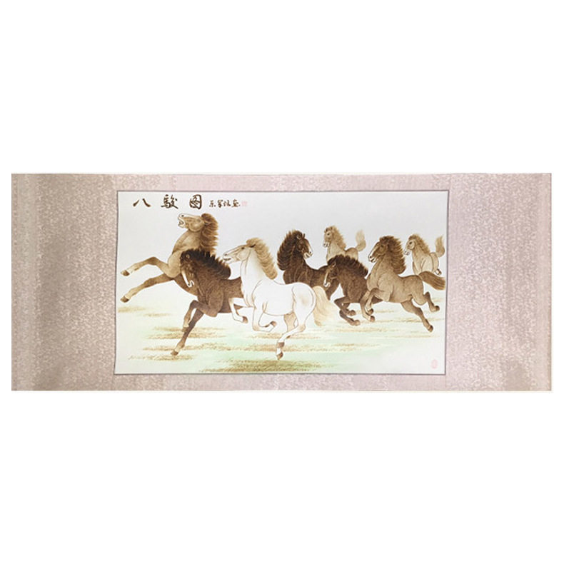 八骏图马到成功南阳丝绢烙画礼品非遗文创纪念品送老师商务礼物