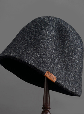 小野商双面戴精品美丽诺羊毛帽子女帽秋冬渔夫帽男款保暖护耳大头