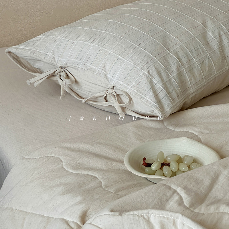 简约亚麻夏被枕套四件套