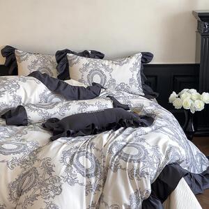 Girlish|法式复古秋冬印花纯棉床盖四件套荷叶边全棉被套床上用品