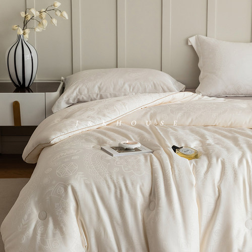 提花子母被大豆纤维保暖四季