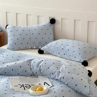 Lovely 少女保暖加厚可爱床上用品 秋冬波点牛奶绒四件套2025新款