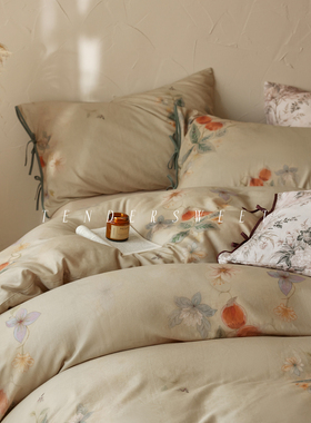 Tender| 法式复古全棉软烟纱中古四件套纯棉高端亲肤绑带床上用品