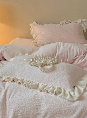 Tender| 法式公主雕花牛奶绒四件套秋冬保暖加厚花边床笠床上用品