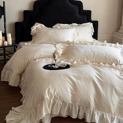 法式少女纯棉刺绣四件套