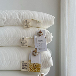 华夫格纯棉枕头枕芯全棉宿舍学生家用一对单人低高枕助睡眠男成人