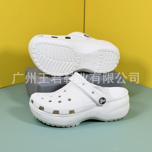 新款 Cross厚底云朵女洞洞鞋 包头透气高跟厚底女鞋 增高沙滩凉拖鞋