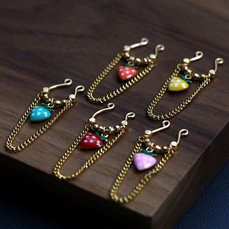 不穿孔草莓乳环乳夹耳夹纯铜可调节情侣饰品小众免打孔