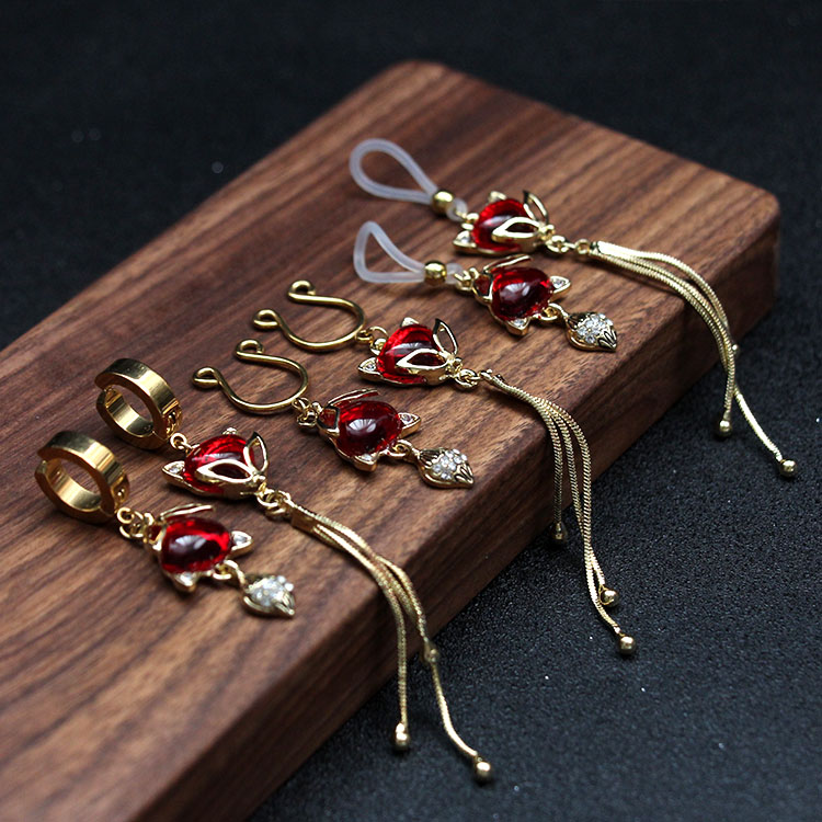 免打孔乳夹硅胶狐狸乳环