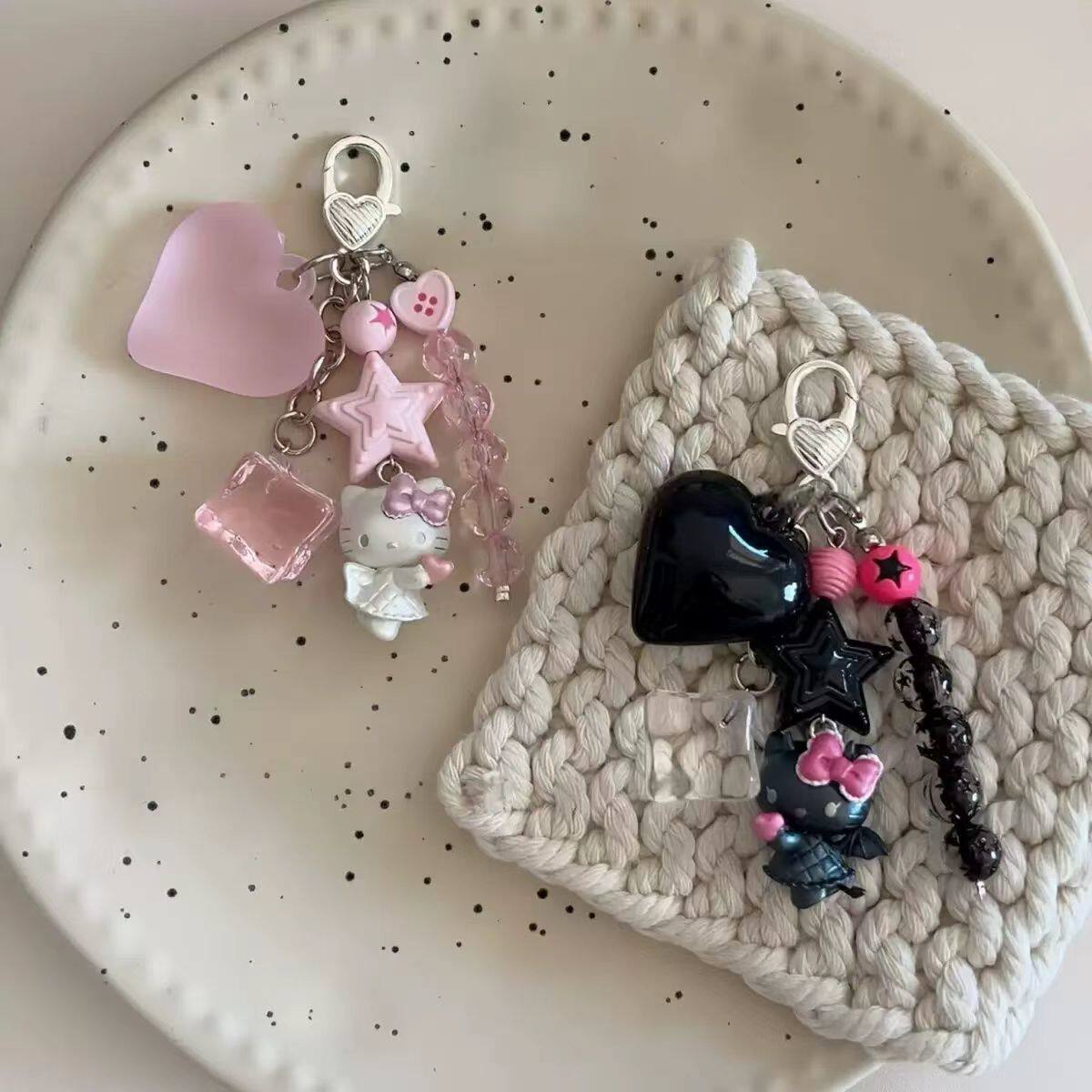 原创恶魔与天使少女心可爱手机挂件Kt猫饰品相机包包挂饰钥匙扣