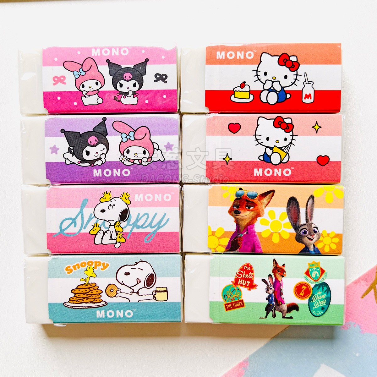 日本蜻蜓MONO联名史努比限定橡皮擦凯蒂猫美乐蒂疯狂动物城胶擦