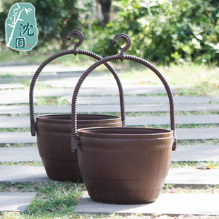 饰0.35 爱丽思BARREL啤酒桶吊盆花盆绿萝盆栽吊钵可种花做装