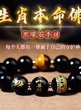 天然守护神本命年黑曜石手链生肖