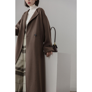 人上人 手工双面呢外套女 意大利super140全羊毛大衣新中长款