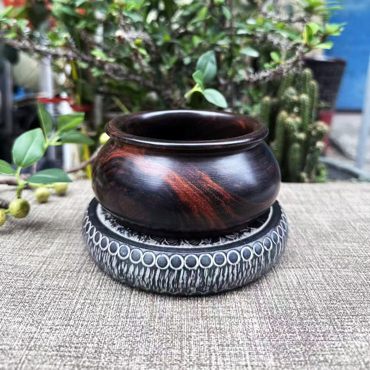 大红酸枝整木黑飘红水盂直径13×6果盘摆件交趾黄檀香薰炉工艺品,家居饰品,木雕,淘宝优惠券,粉丝福利购,淘宝优惠卷