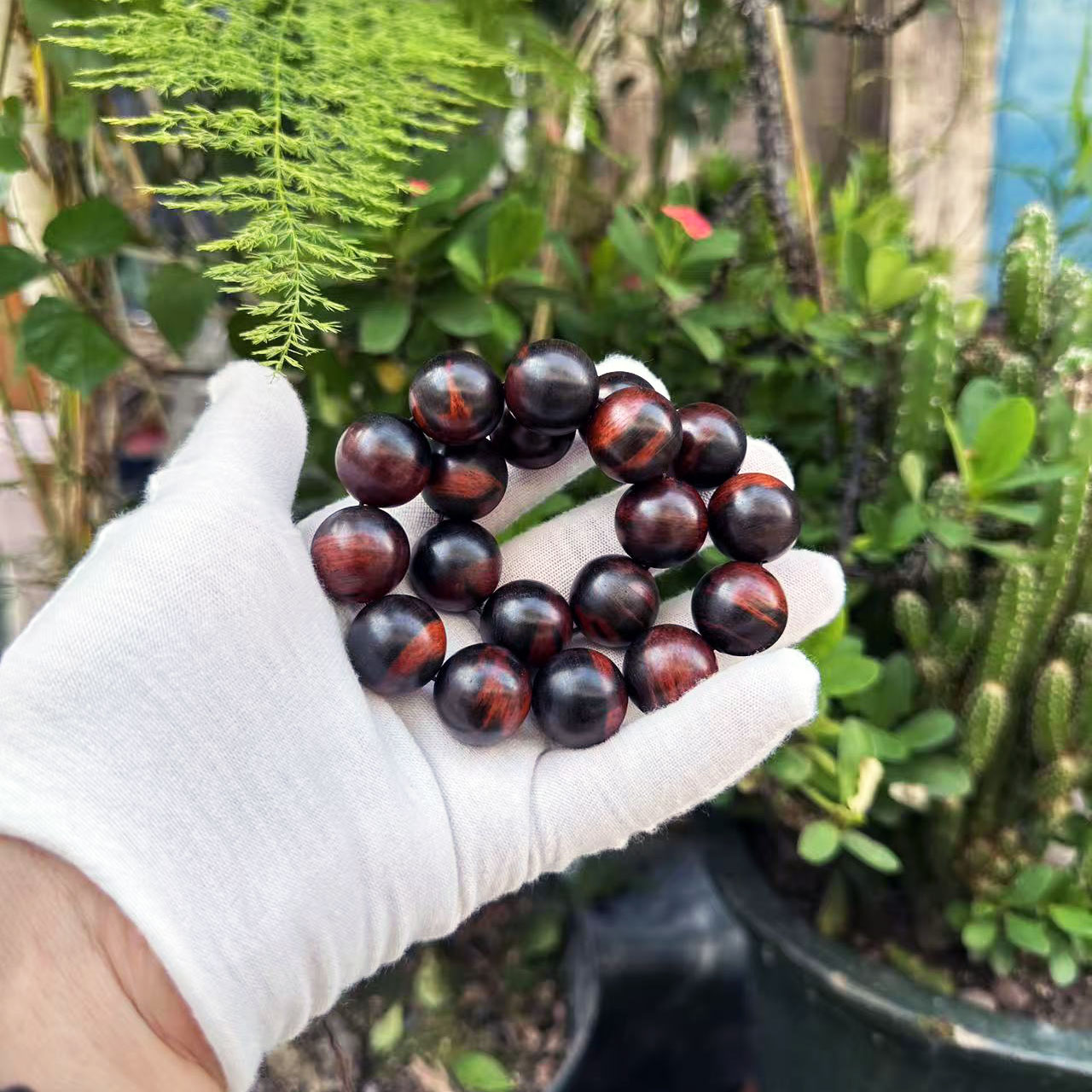 大红酸枝黑飘红佛珠手串1.8&times;19颗交趾黄檀红木手持串一物一拍