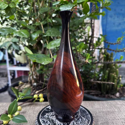 大红酸枝整木花瓶摆件交趾黄檀红木梅瓶工艺品家居装饰礼品实拍