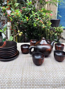 大红酸枝整木雕刻茶壶十四件套摆件交趾黄檀红木茶具茶杯礼品实拍