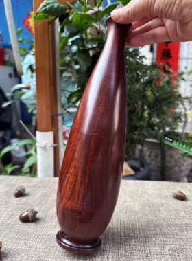 老挝大红酸枝精品大花瓶摆件工艺品红木花瓶居家办公室摆件