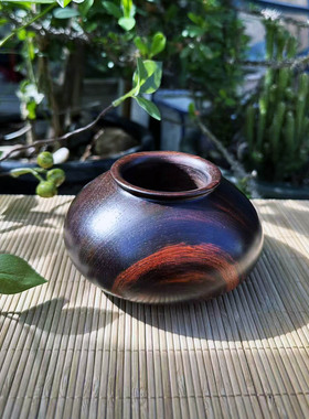 大红酸枝木整木水盂花瓶交趾黄檀红木聚宝盆笔筒摆件工艺礼品实拍