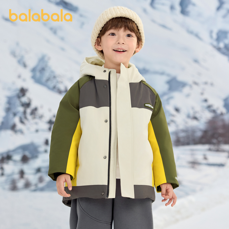 巴拉巴拉羽绒服男童拼色连帽外套