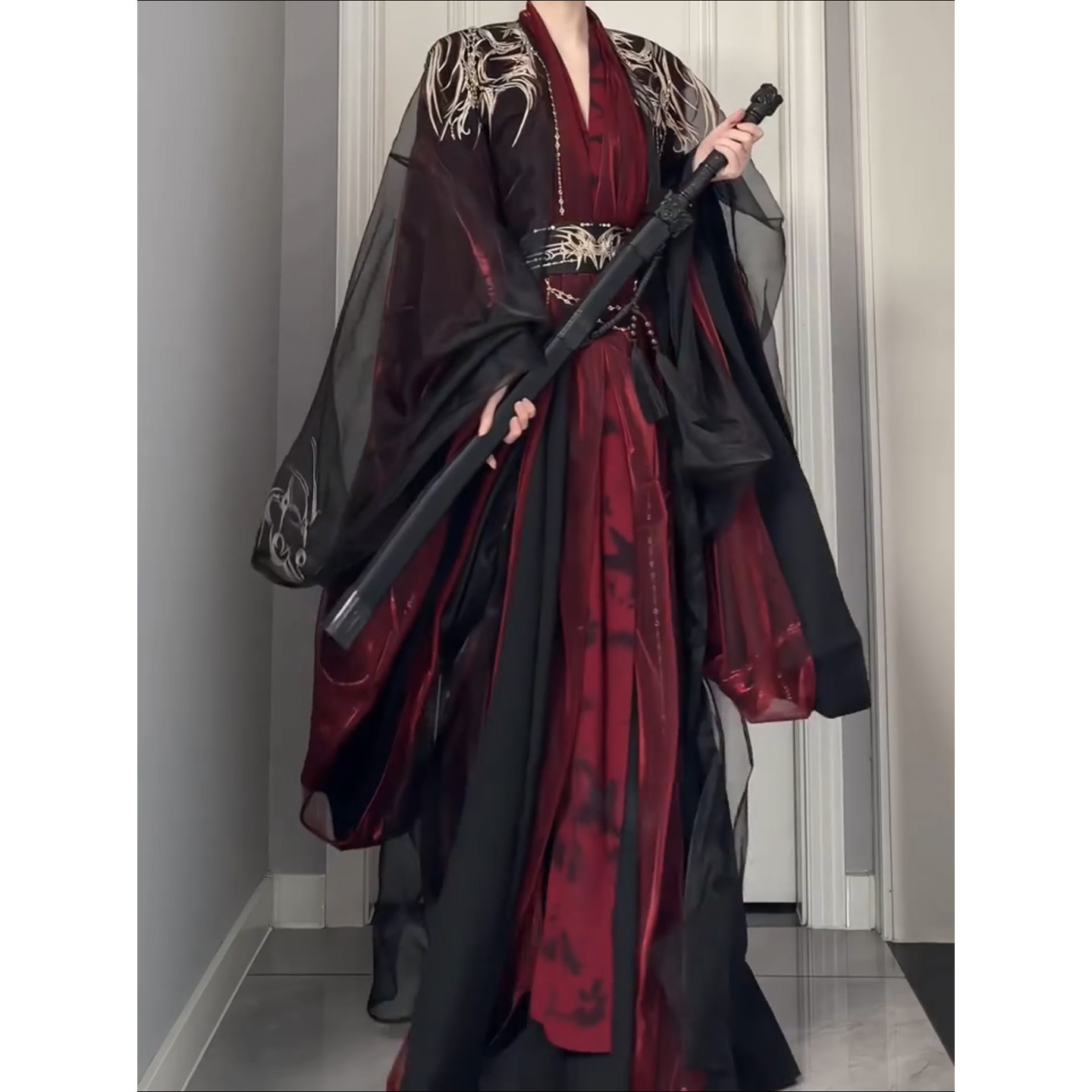 汉服男女同款重工刺绣大袖衫魏晋