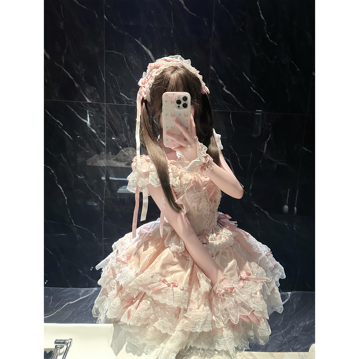 粉色优雅纯欲芭蕾风Lolita裙洋装