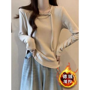 胖mm遮肚显瘦保暖内搭上衣服 气质双面德绒打底衫 女秋冬装 新款 大码