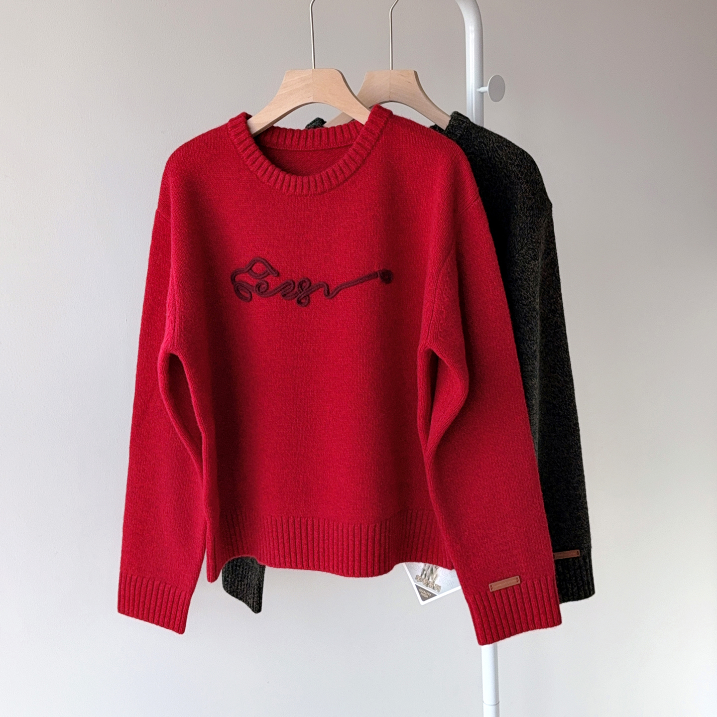 100羊毛 马图案提花织艺圆领单排扣长袖针织开衫毛衣女秋冬