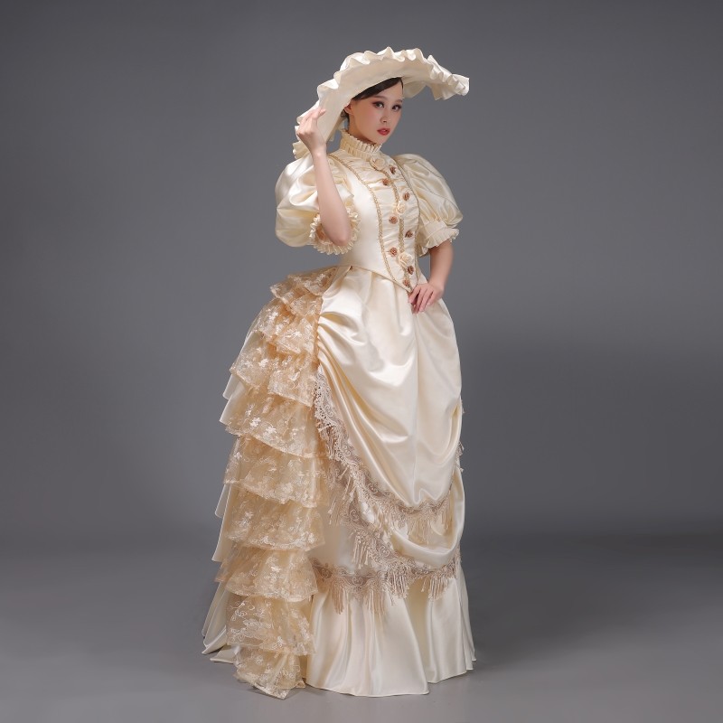 新款欧洲宫廷裙英式复古中世纪贵族公主服巴洛克舞台话剧影楼写真