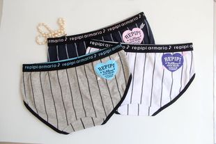 满5条包邮 简约基础款日单竖条纹少女纯棉低腰全棉内裤