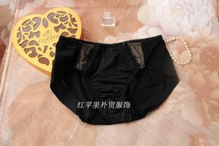 底档全棉 出口韩国中腰女黑色蕾丝性感无痕内裤 满5件 包邮