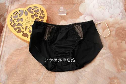 韩国中腰黑色全棉内裤满5件包邮