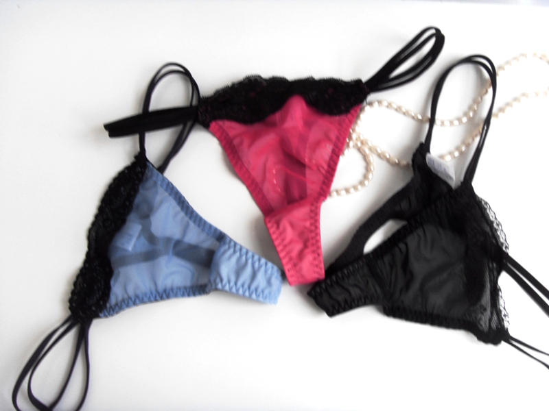 黑色网纱性感全棉丁字裤5件包邮