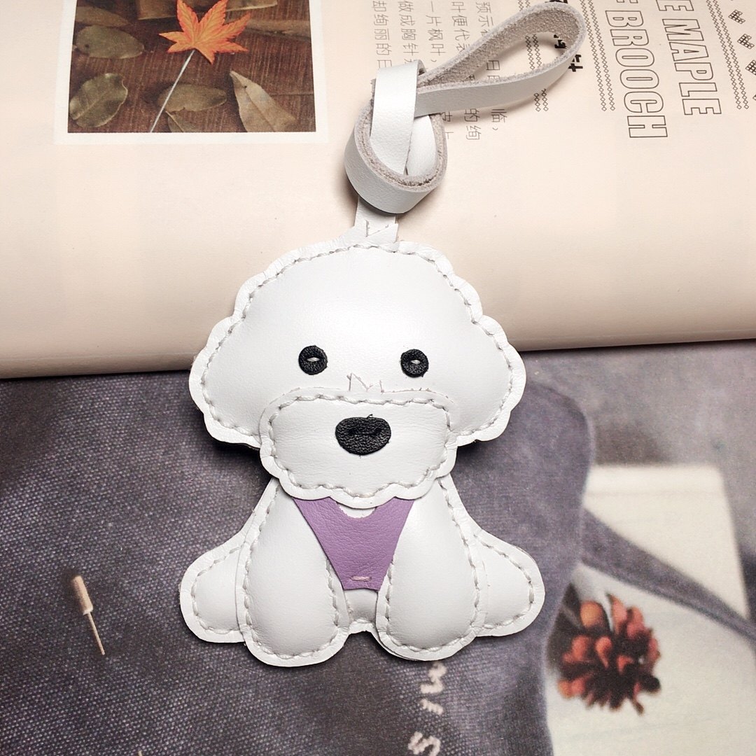 真皮小泰迪比熊犬狗狗包包配饰挂件女包配件汽车钥匙扣高档小礼物