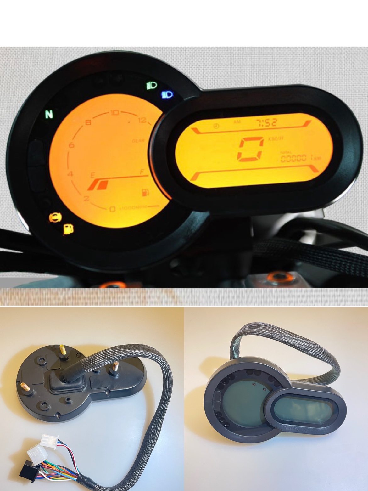 复古巡航太子摩托车爵士捷DX250V型双缸发动机显示屏液晶仪表盘