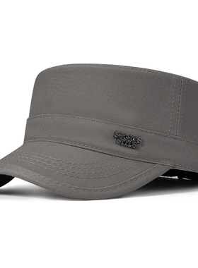 平顶帽子男士后封口可调节春夏秋冬新款户外休闲中老年双层鸭舌帽