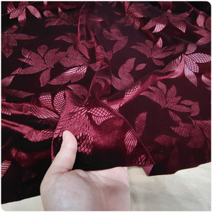 春秋季新款弹力枣红提花压花金丝绒布料旗袍连衣裙上衣服装面料