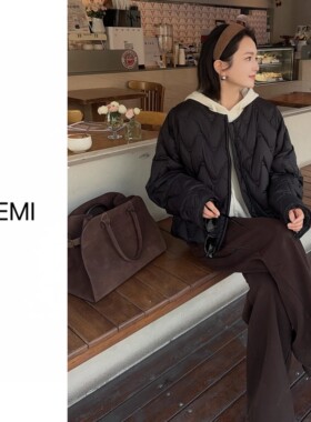 MISS RUILI NO退NO换 短款圆领韩版菱格高级感保暖羽绒服F1376