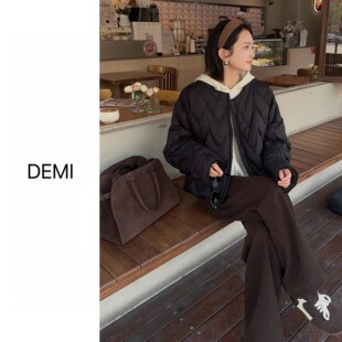 MISS RUILI NO退NO换 短款圆领韩版菱格高级感保暖羽绒服F1376