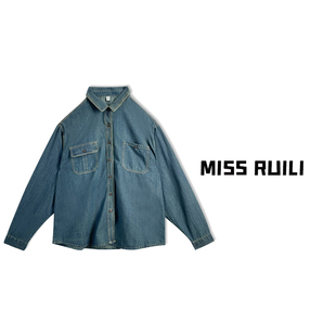 韩版 MISS 新款 外套女休闲宽松百搭衬衣A6053 RUILI定制 牛仔衬衫