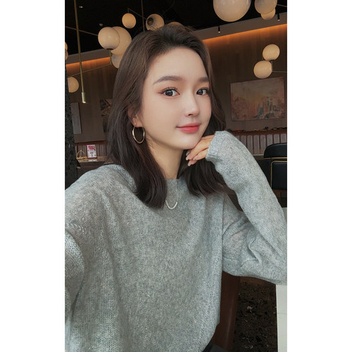 MISS RUILI定制   新款秋款柔软舒适菱格纯色山羊绒针织衫F2499